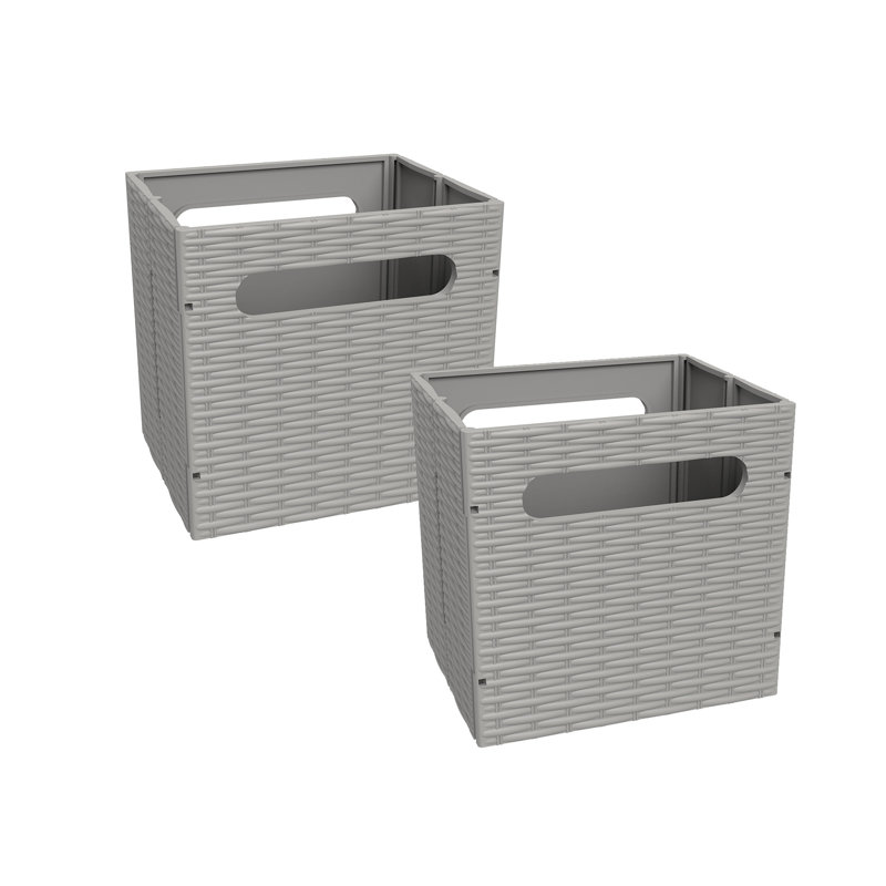 Mini bac de rangement pliable avec deux poignées, gris