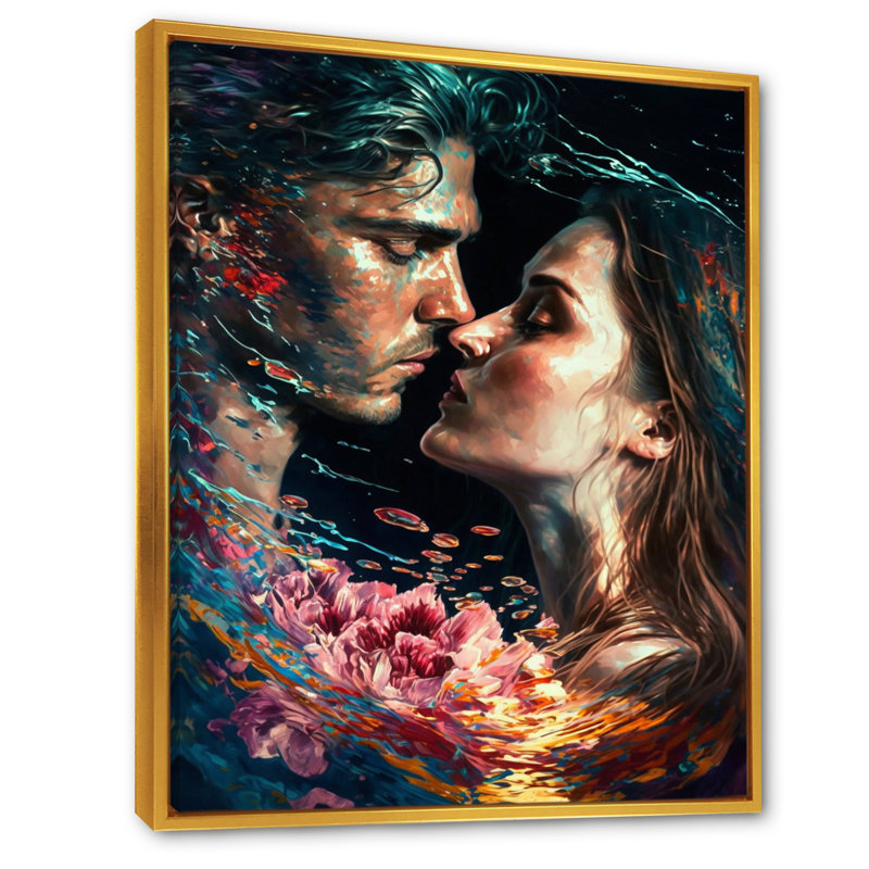 - Art mural traditionnel sur toile, H 40 po x l 30 po x P 1,5 po, Toile avec cadre flottant or