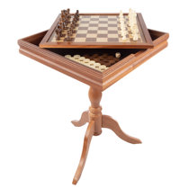 Chess Set Gaming Table - Smoked/Black (HGDA879)