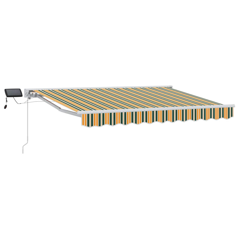 VidaXL Polyester Cover Retractable Patio Awning, Striped, 250cm W x 200cm D, Green/Yellow/White