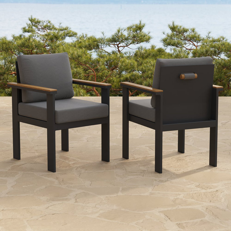 Ensemble de 2 chaises de salle à manger avec accoudoirs et chaises d'extérieur modernes pour le jardin, la terrasse ou le patio
