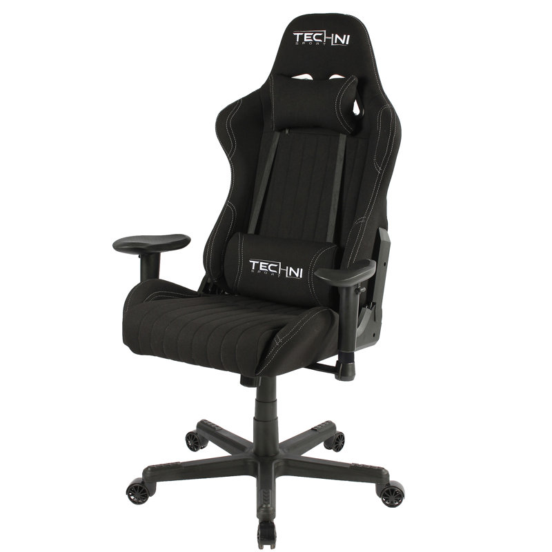 Techni Sport TS-F44 Fabric Ergonomic High Back Racer Style PC Gaming Chair, Faux Leather, Black