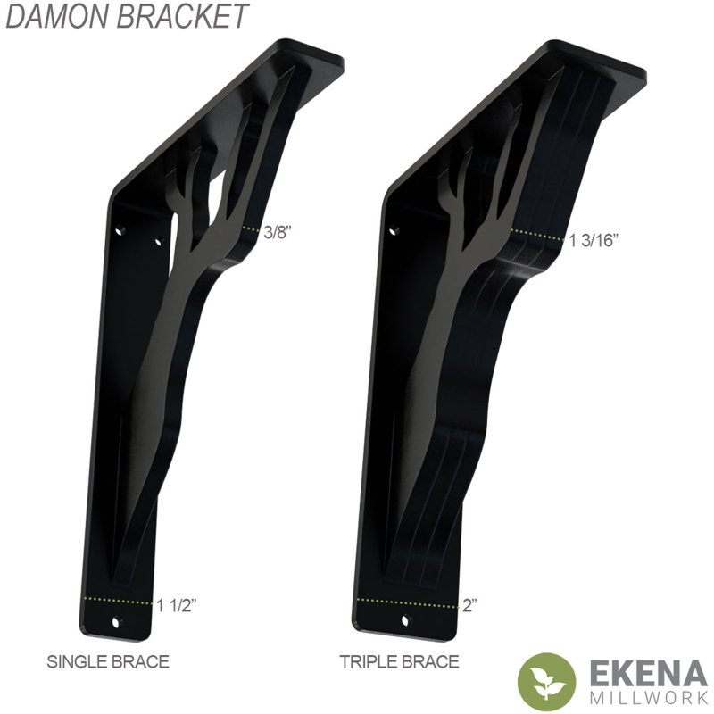 Support en fer forgé Damon (support central simple) (paquet de 2), 1,5 po x 15 po