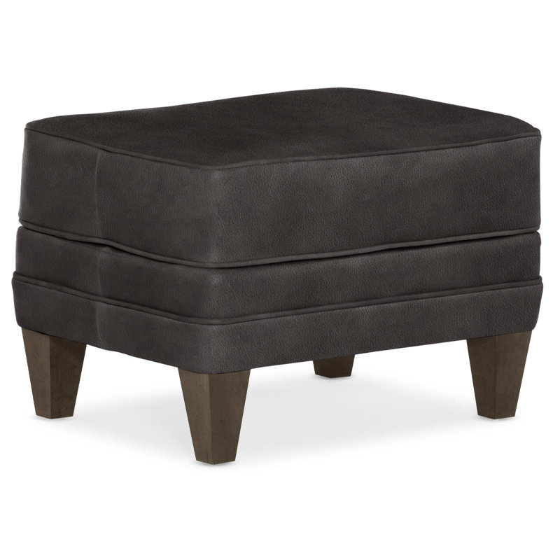 Willow Ottoman, Cobblestone, Aline Fumo Genuine Leather