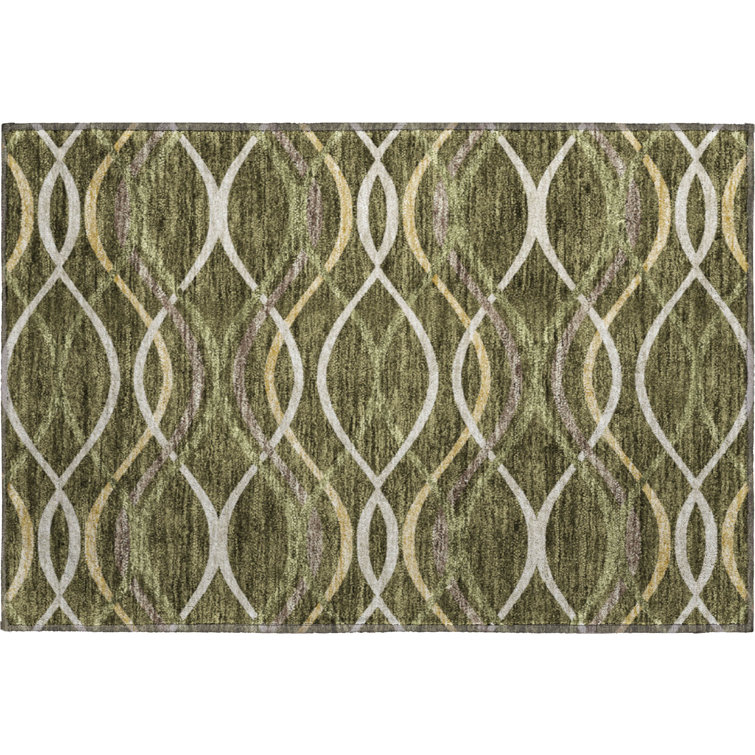 Premium Machine Washable Prisco Olive Rug