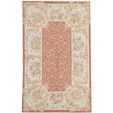 Hand-Knotted High-Quality Rust and Beige Area Rug