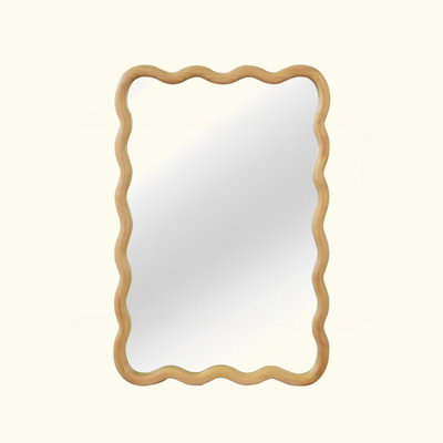 Miroir décoratif rectangulaire en bois massif ondulé, pour chambre à coucher, salle de bain, salon, vestibule