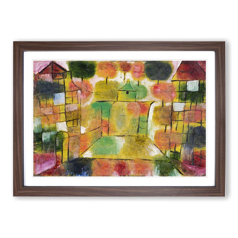 Tree and Architecture by Paul Klee - Picture Frame Painting, 27cm H x 36cm W x 2cm D, Walnut