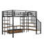 Lit mezzanine en métal avec escalier, table de rangement basse et tablettes de rangement-340047766