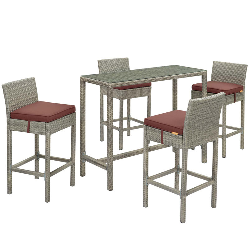 Ensemble de patio extérieur en osier gris anthracite 5 pièces Conduit, Groseille