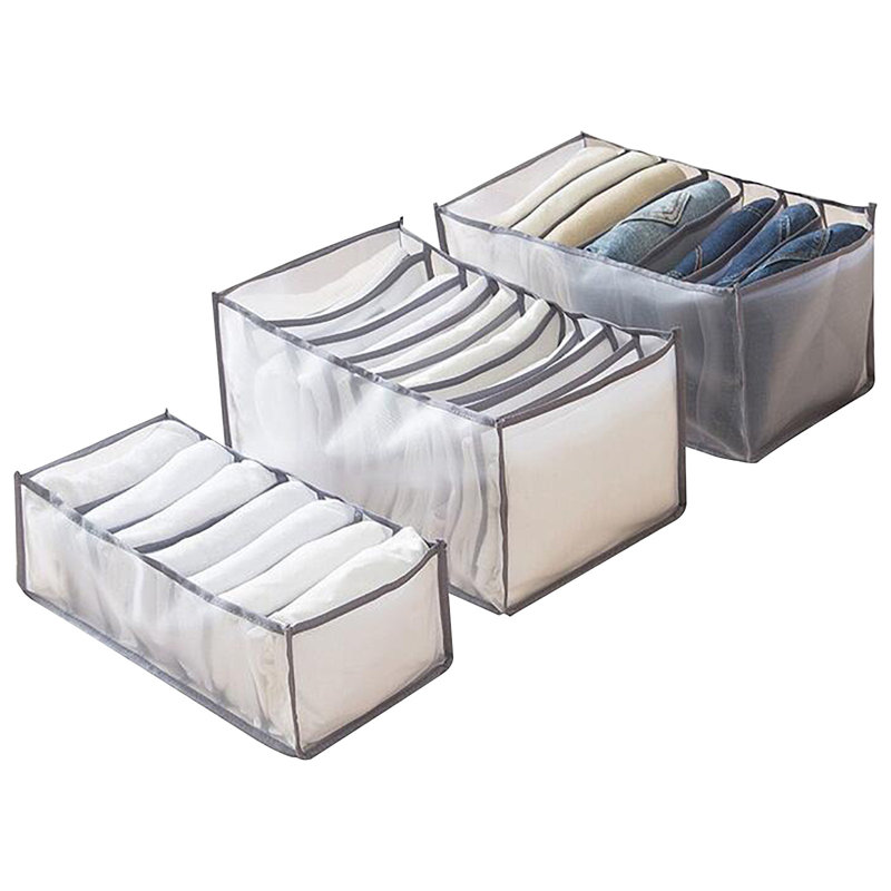 Boîte de rangement en filet pliable, Gray, 10.24" H x 8.66" W x 1.97" D