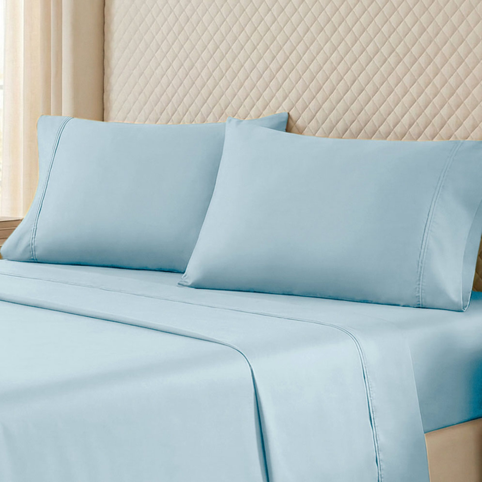 Edmont Cotton Pillowcase, King, Light Blue
