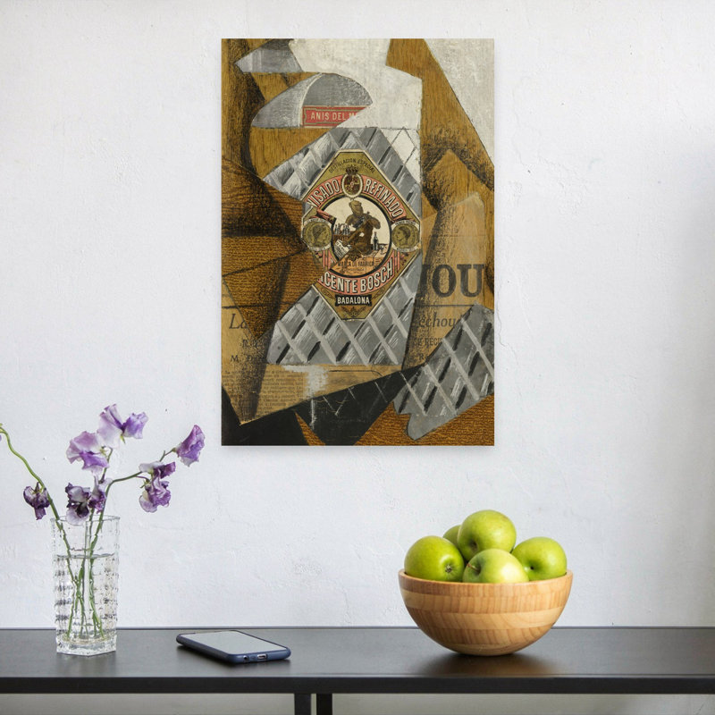 Art mural classique contemporain abstrait La Bouteille D'Anis, H 24 po x l 16 po