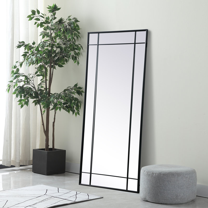 Chancey Iron Rectangle Wall Mirror, Black, 70"H x 30"W