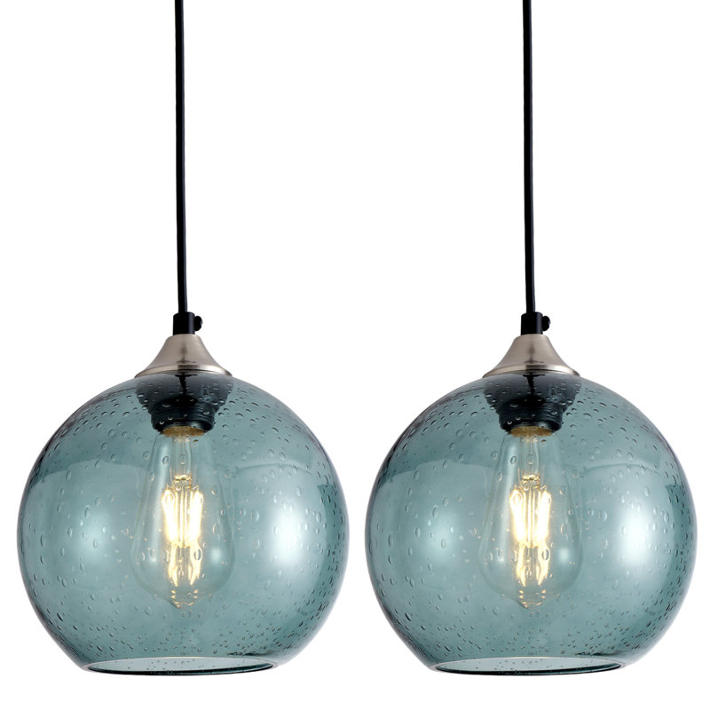Suspension moderne, globe en verre vert de 20 cm (7,9 po) réglable pour cuisine