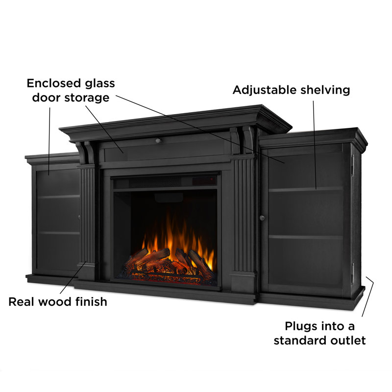 Calie 67'' TV Stand with Fireplace, Black