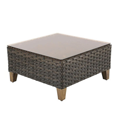Umeh Square Glass Steel Outdoor Coffee Table - 60.96 cm W 60.96 cm D
