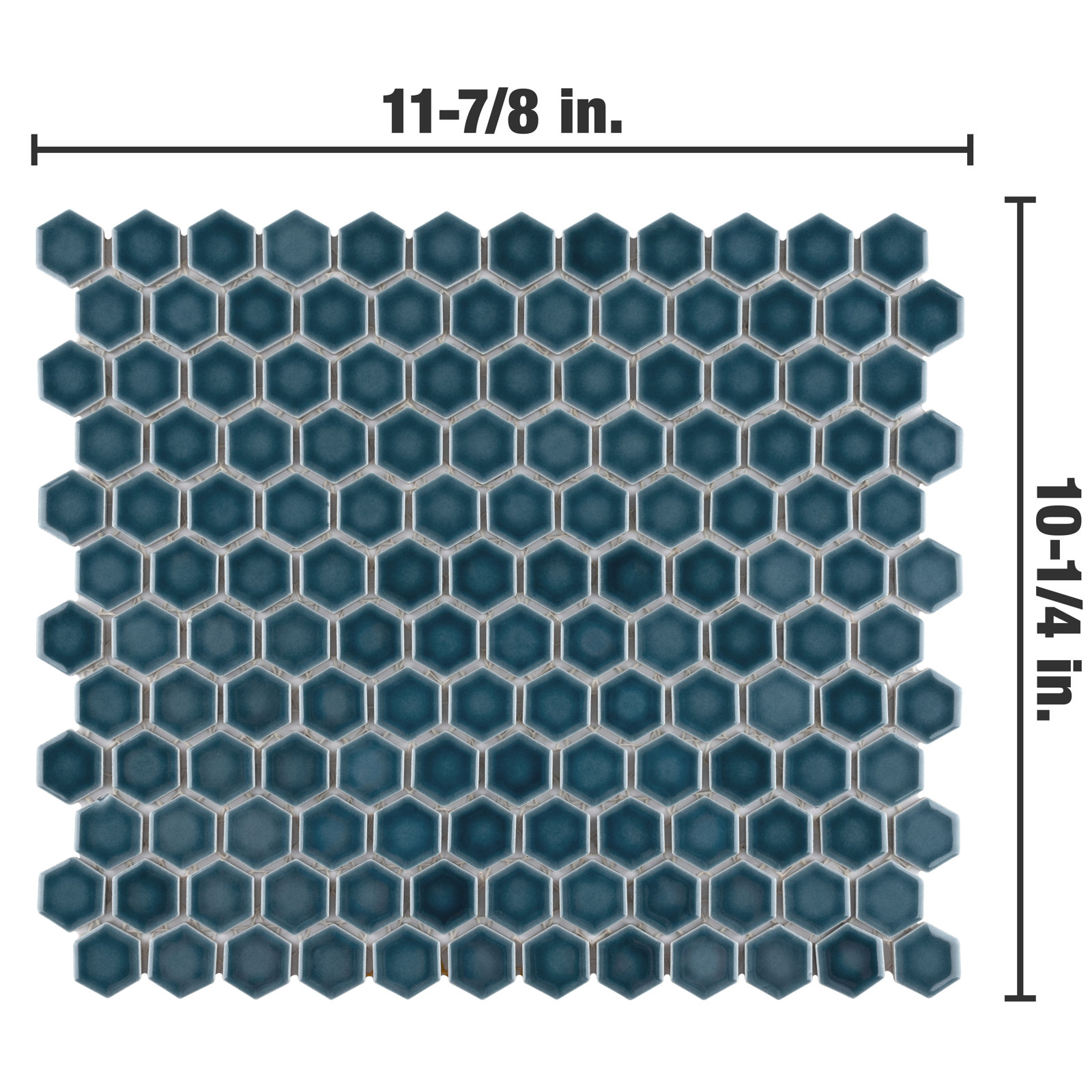 Tribeca 1" Hex Glossy 10-1/4 " x 11-7/8 " Porcelain Mosaic Floor and Wall Tile, Glacier Blue