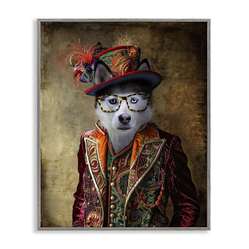 «Husky Dog» éclectique, giclée par Karen Burke, Estampe numérique Farmhouse, H 30 po x l 24 po