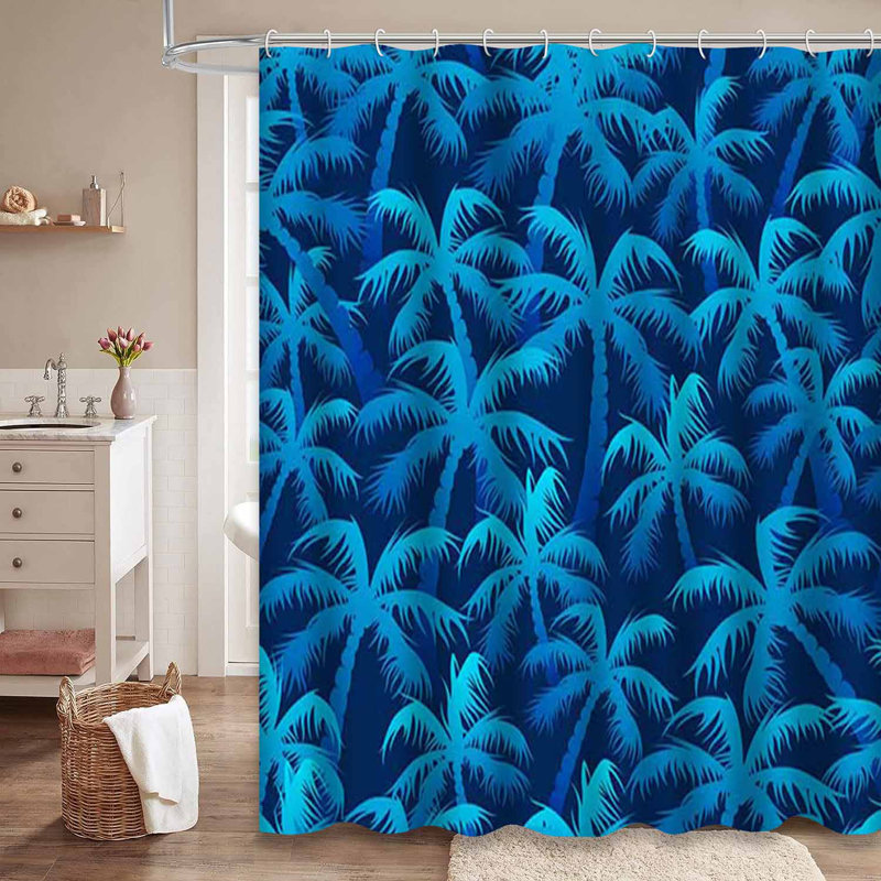 Rideau de douche à motif floral tropical avec 12 crochets, L 72 po x l 72 po