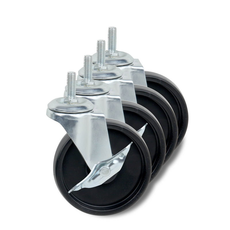 Heavy Duty 4-Inch Black and Silver Swivel Casters Set