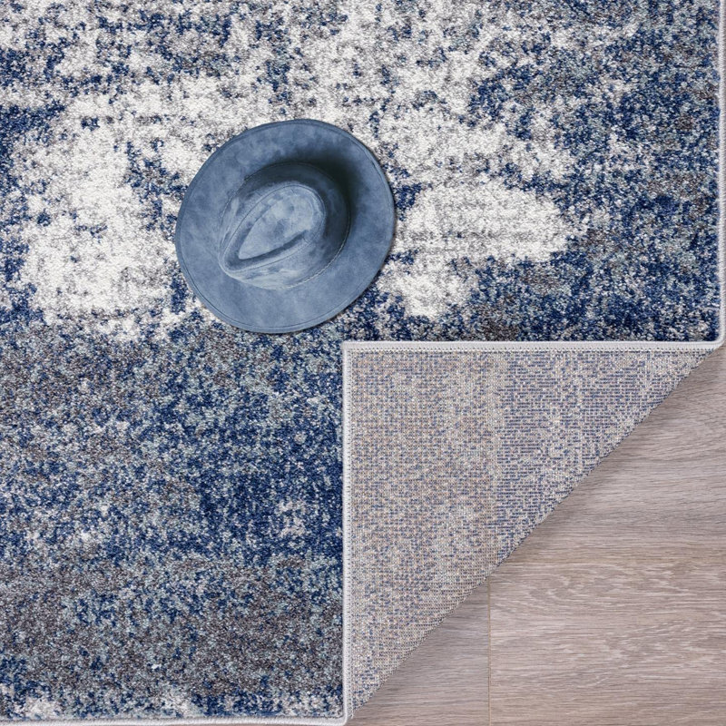 Tapis abstrait bleu, Rectangle 5 pi x 7 pi