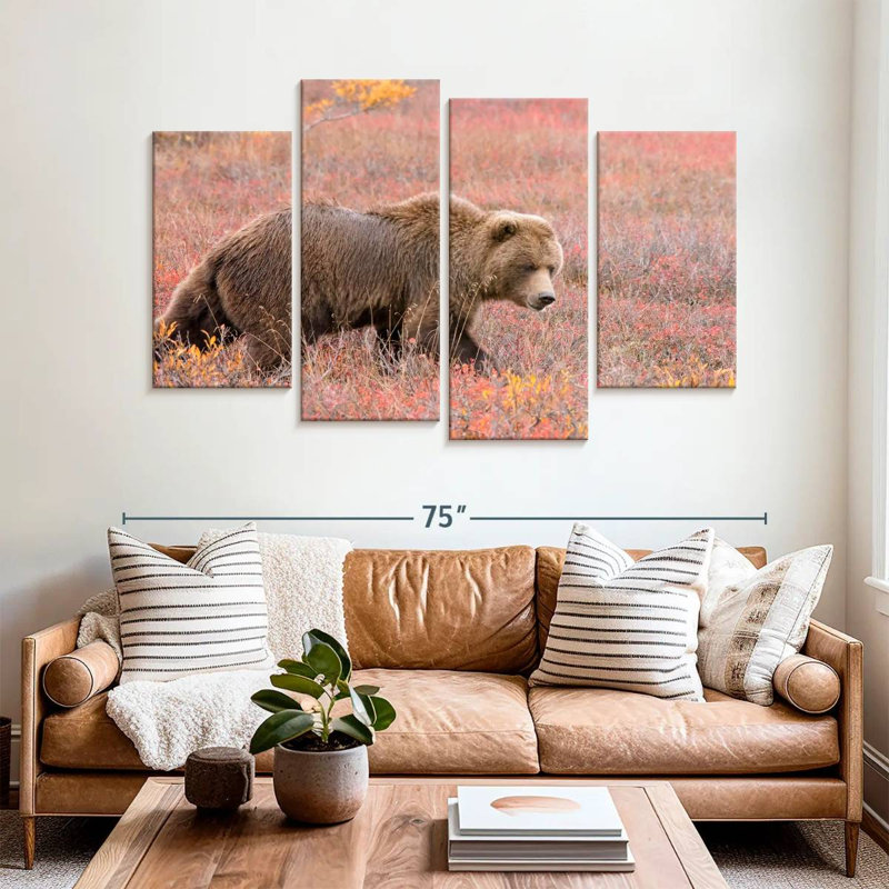 Alaskan Meadow Grizzly Bear, H 42 po x l 68 po