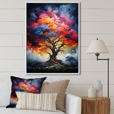 «Blue Red Oak Tree Oak Symphony III», reproduction sur toile florale et botanique