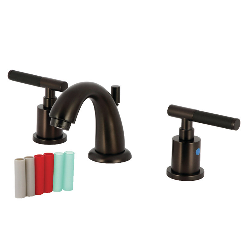 Kingston Brass Kaiser Two-Handle 3-Hole Deck Mount Widespread Bathroom Faucet with Retail Pop-Up Drain, Oil Rubbed Bronze