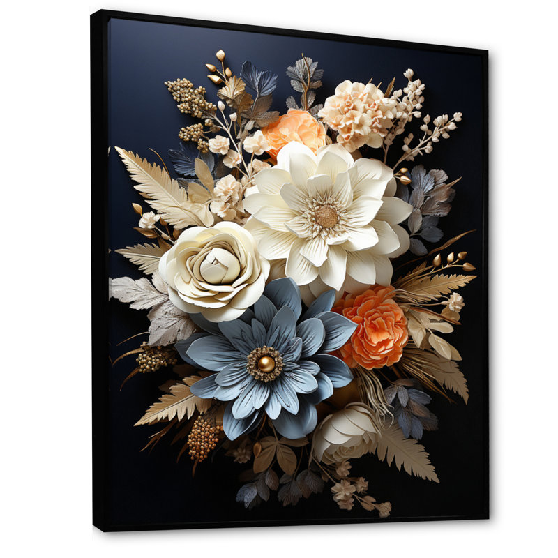 «Triandos Bohemian Art Bohemian Bouquet II», reproduction sur toile, H 32 po x l 24 po x P 1 po, Cadre flottant noir