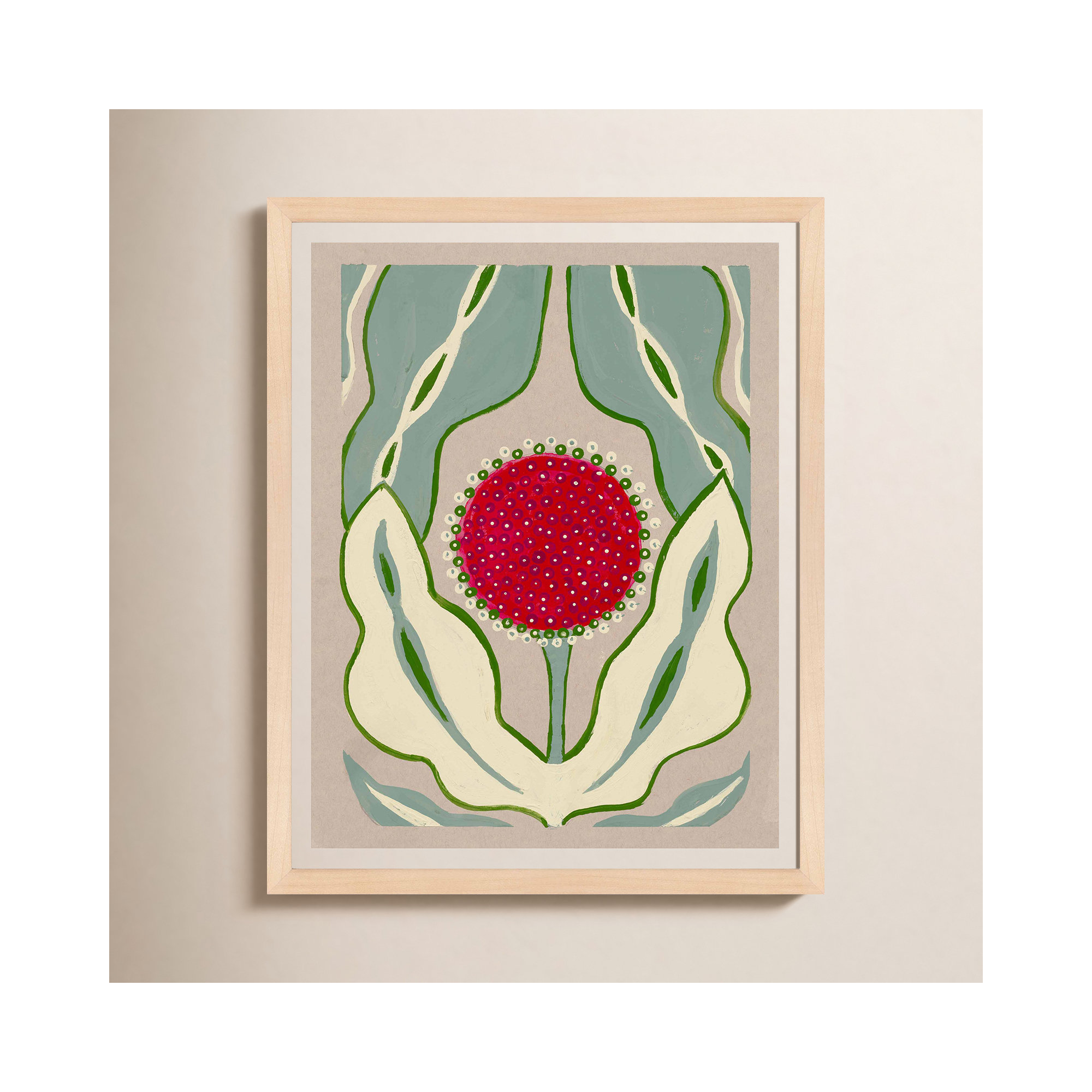 Magical Poppy 2 by Andrea Stokes, Maple Framed Paper, 38" H x 30" W x 1.25" D