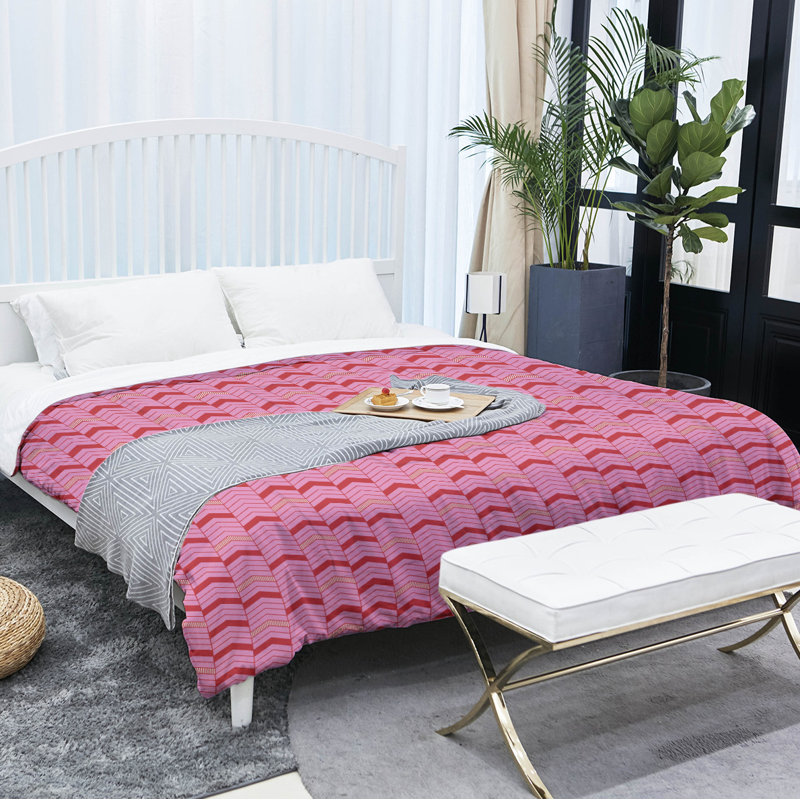 Édredon réversible en microfibre Rhonda Cheval, Édredon très grand, Rose / rouge foncé