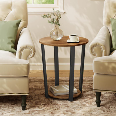 Table d'appoint ronde minimaliste à 2 niveaux