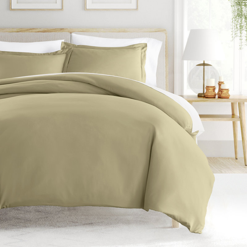 Ensemble de housse de couette brossé deux fois et ultradoux, Sauge, Housse de couette double / grand + 2 taies décora