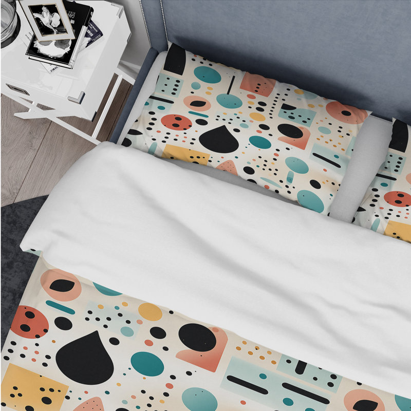 Literie douce à géométrie de couleur collage Serenade I, Housse de couette pour très grand lit et 2 très