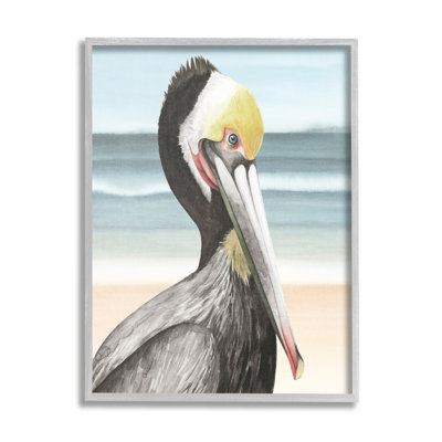 " Pelican Portrait On Beach " by Grace Popp