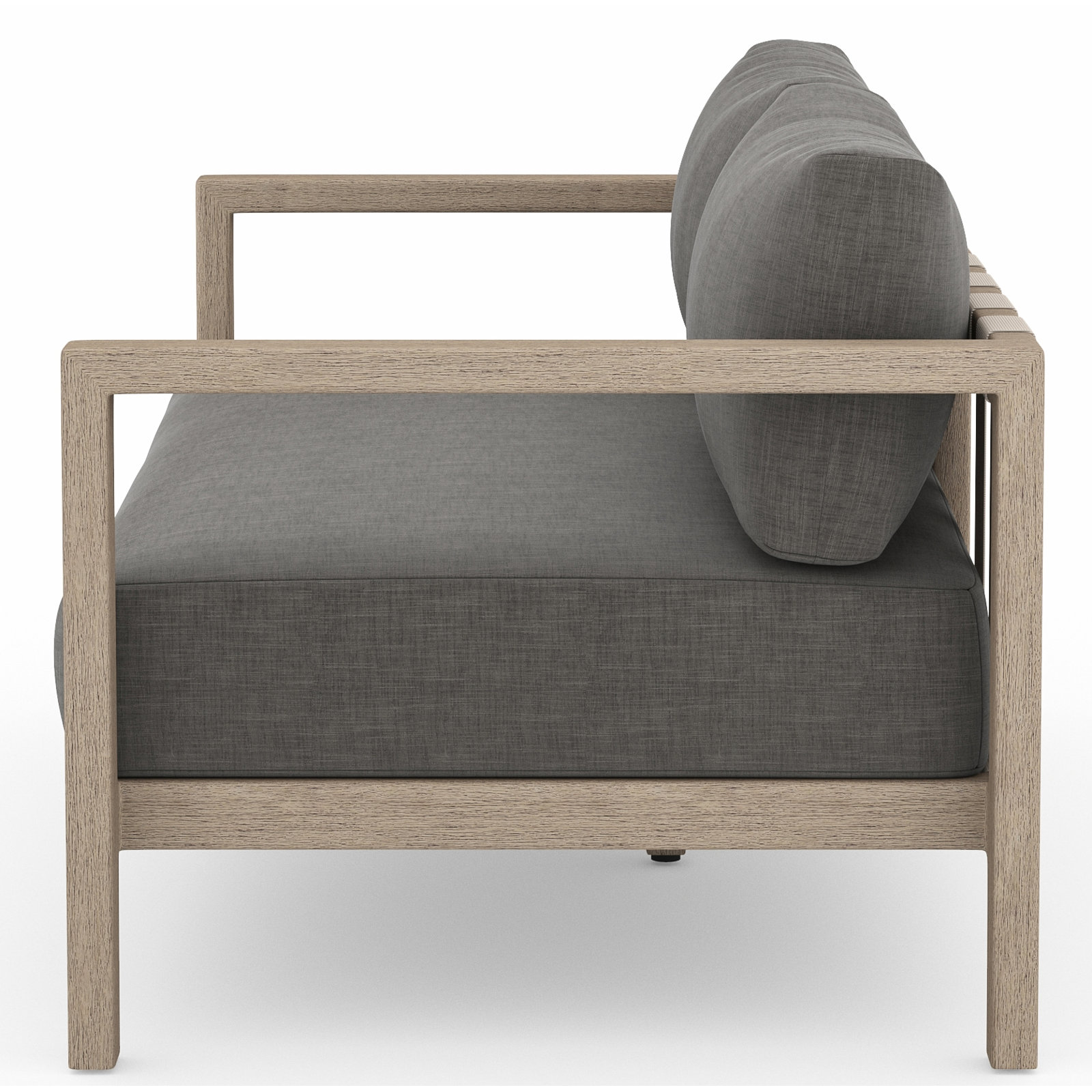 Cavani 59.75'' Wide Teak Loveseat with Cushions, Washed Brown, Charcoal