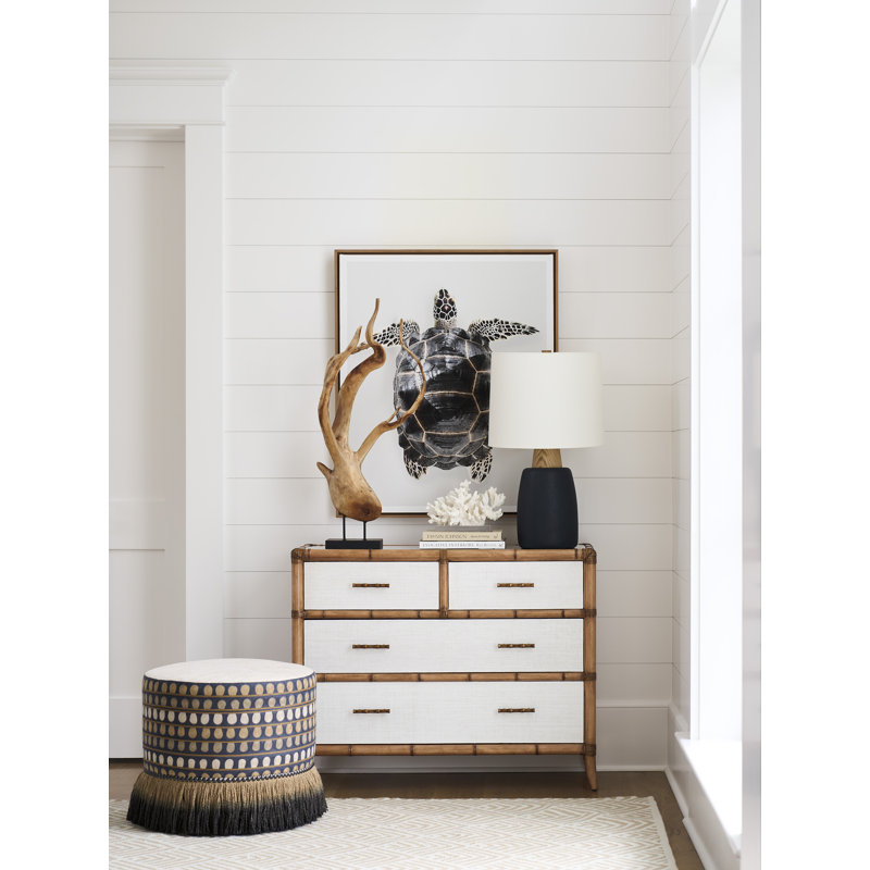 Dolphin 44.25'' W 4 - Drawer Dresser, Brown/White