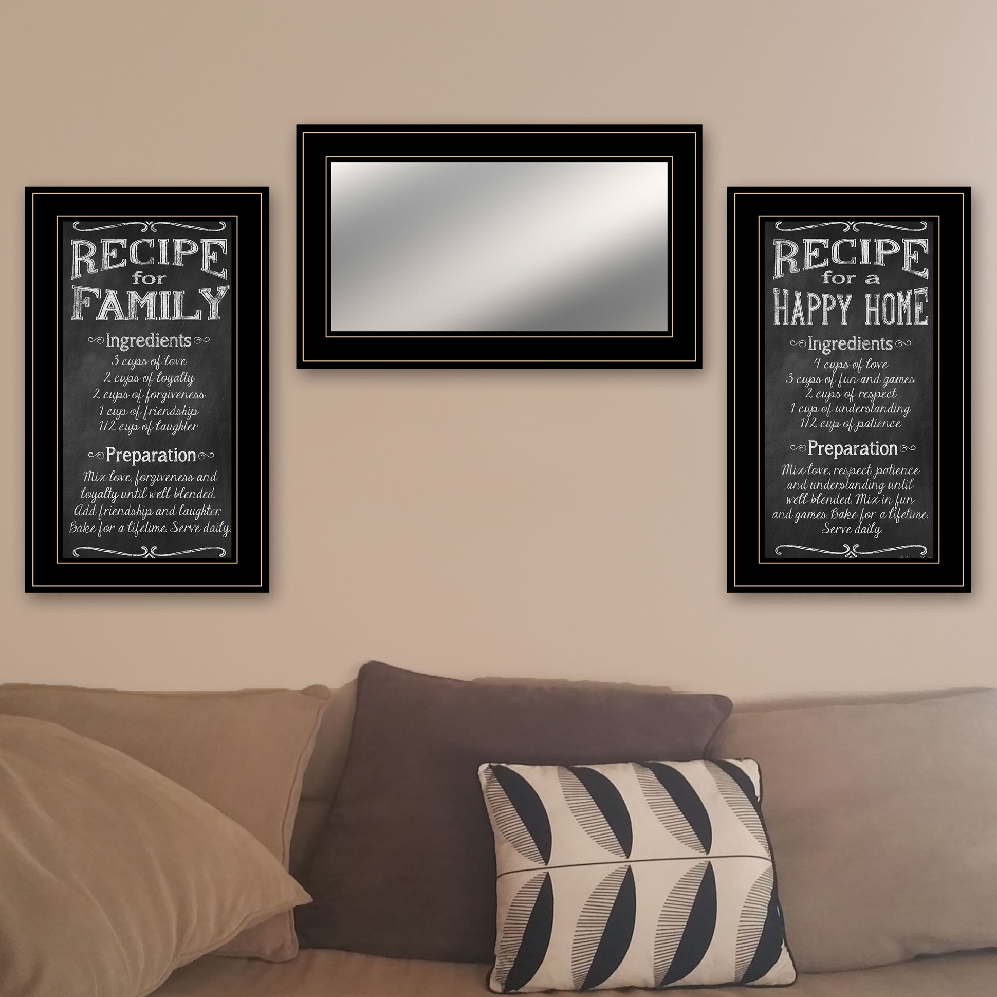 Family Recipe Collection Framed On Paper 3 Pieces by Pam Britton Textual Art