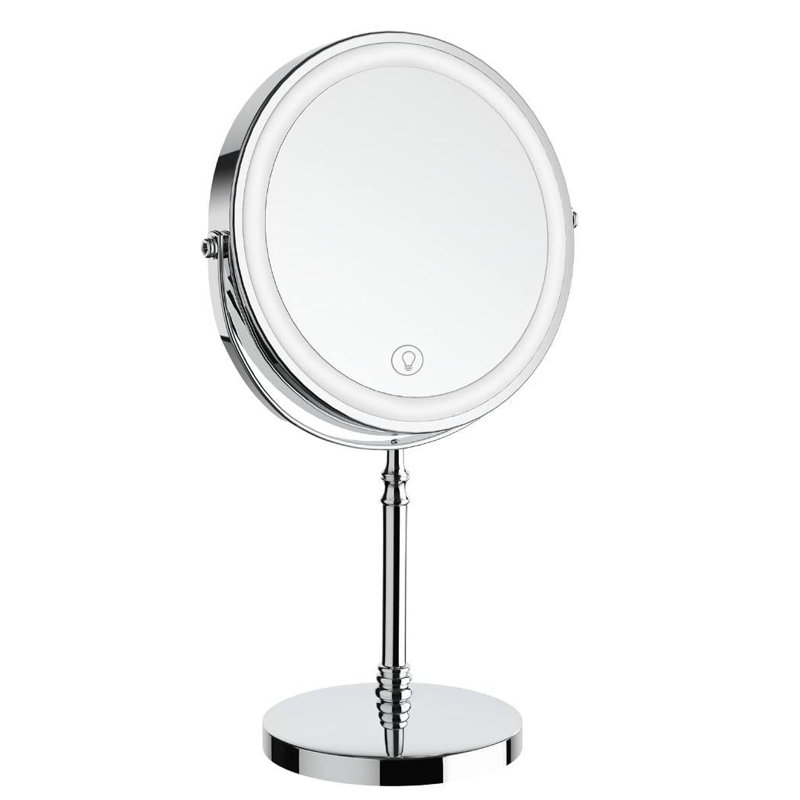 Miroir de maquillage éclairé, miroir grossissant à double face rechargeable 3 000 Mah avec 3 couleurs, 1 x / 10 x 360? Miroir de coiffeuse rotatif