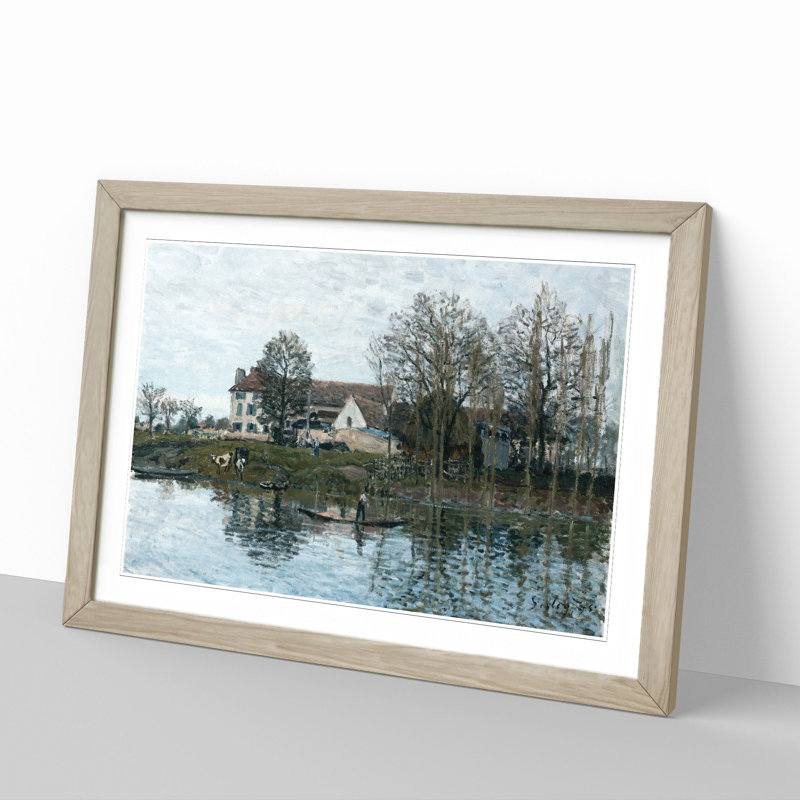 The Seine at Port Marly by Alfred Sisley - Picture Frame Painting, 27cm H x 36cm W x 2cm D, Oak Framed