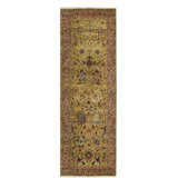 Hand-Knotted High-Quality Gold and Red Runner