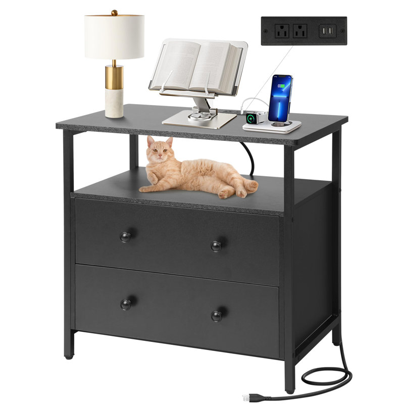 Duccia 27'' W Nightstand, Black, Individual