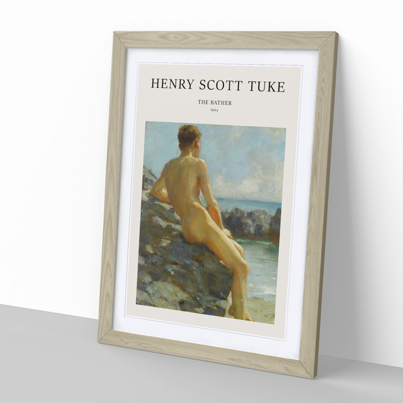 The Bather by Henry Scott Tuke - Picture Frame Painting, Oak Framed, 65cm H x 48cm W x 2cm D