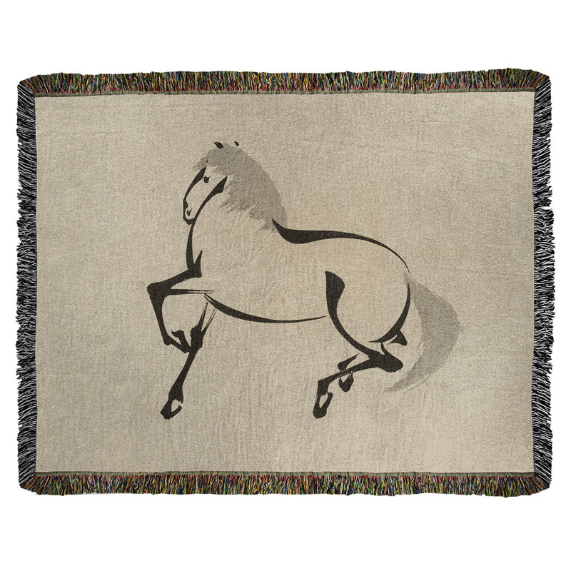 Jeté en coton cheval japonais keito sato, Beige