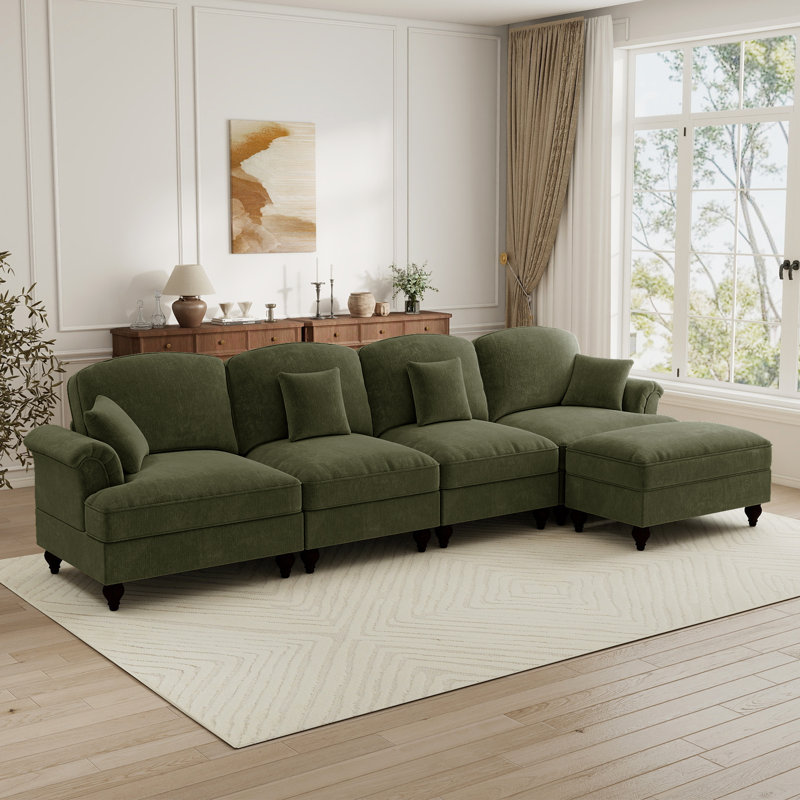  Sectionals Sofa, Living Room Set, L Shape Sofa, For Living Room, Green Chenille