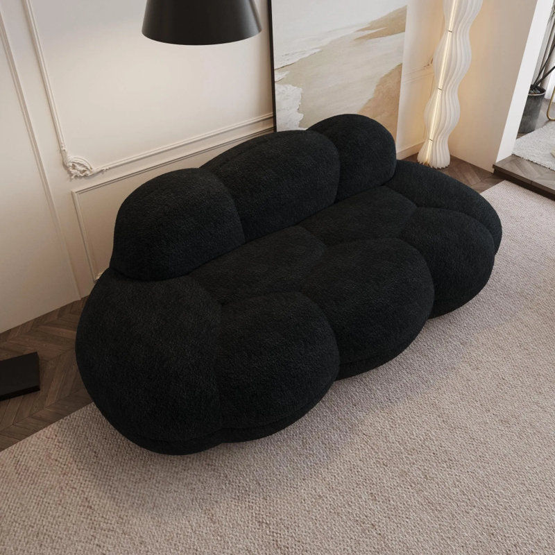 Canapé en polaire Sherpa Bubble Curve, Noir