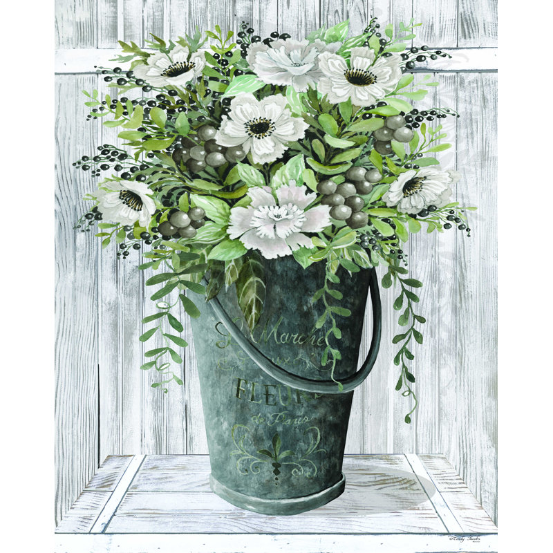 Fleurs galvanisées - reproduction sur toile tendue, H 32 po x l 24 po