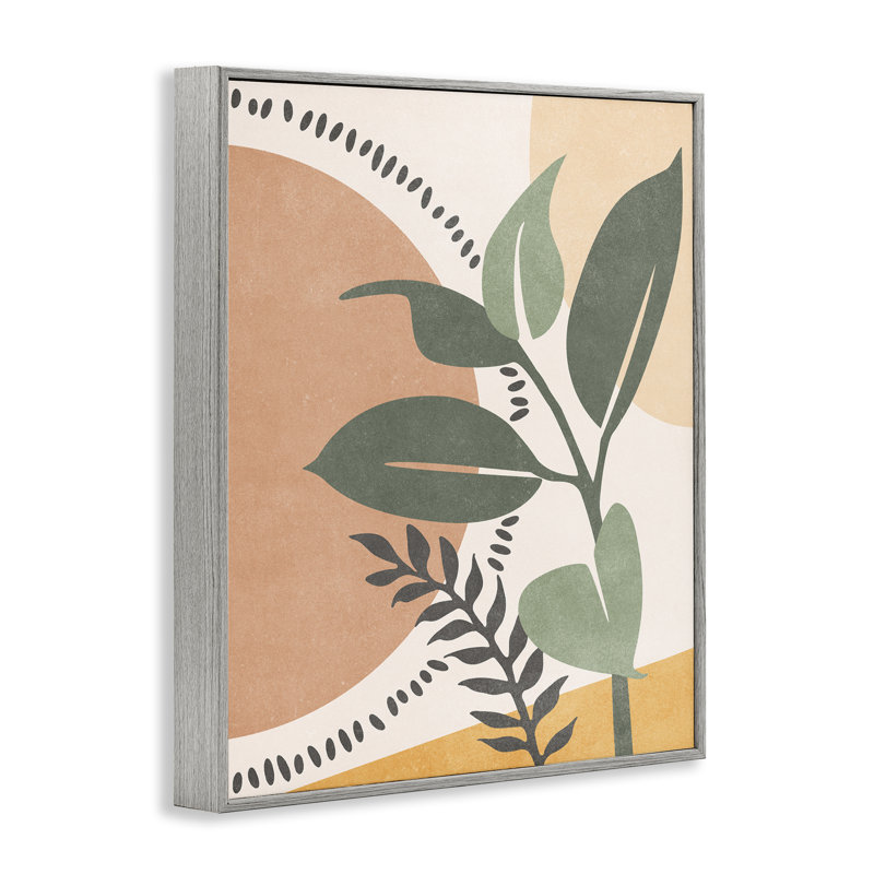 «Peachy Tropical Boho Gray», estampe numérique par Nataly White, H 30 po x l 24 po, Giclée encadrée noir minuit