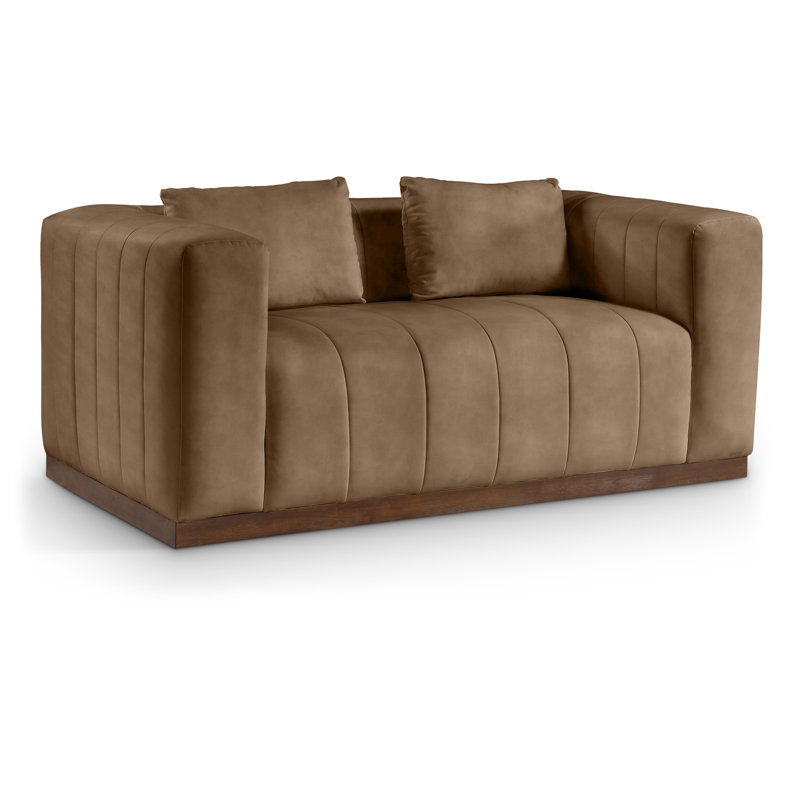 Mallina Vegan Leather Loveseat, Brown Vegan Leather